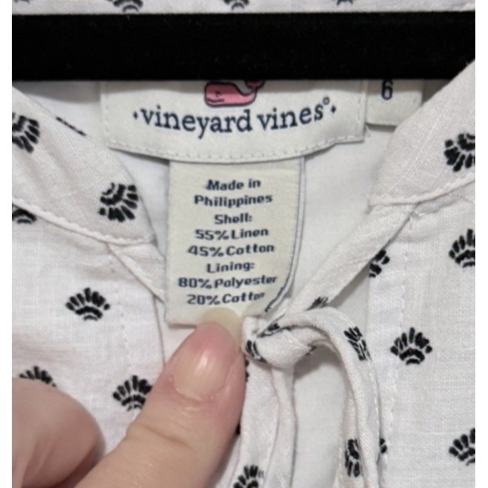 Vineyard Vines Dress 6 White Linen Cotton Beach Nautical Linen midweight - Picture 3 of 7